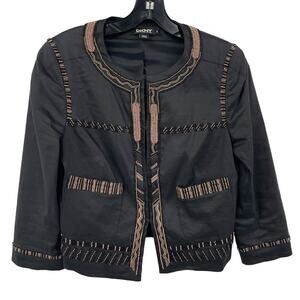Vintage DKNY Beaded Jacket Light Pink / Black with Front Closure Womens 6